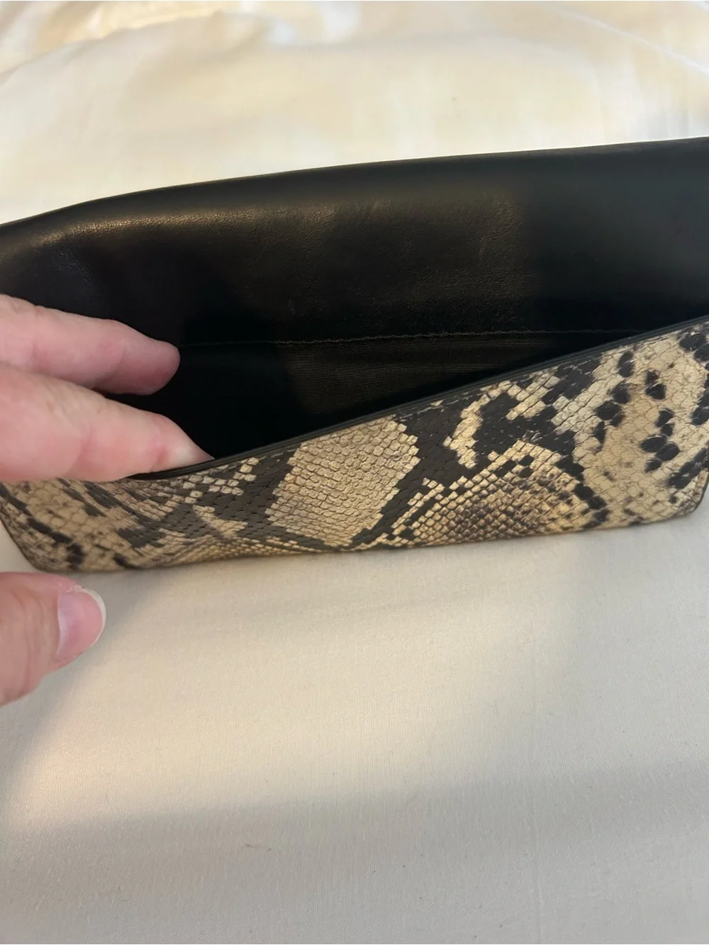 Black and Snake-Print Women's Envelope Clutch purse